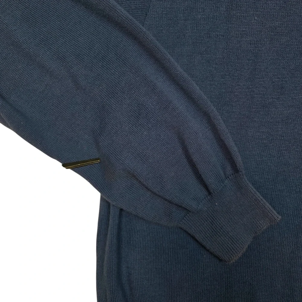 Brooks Brothers Sweater Mens Large Blue V-Neck Cotton Knit Made in USA Pullover